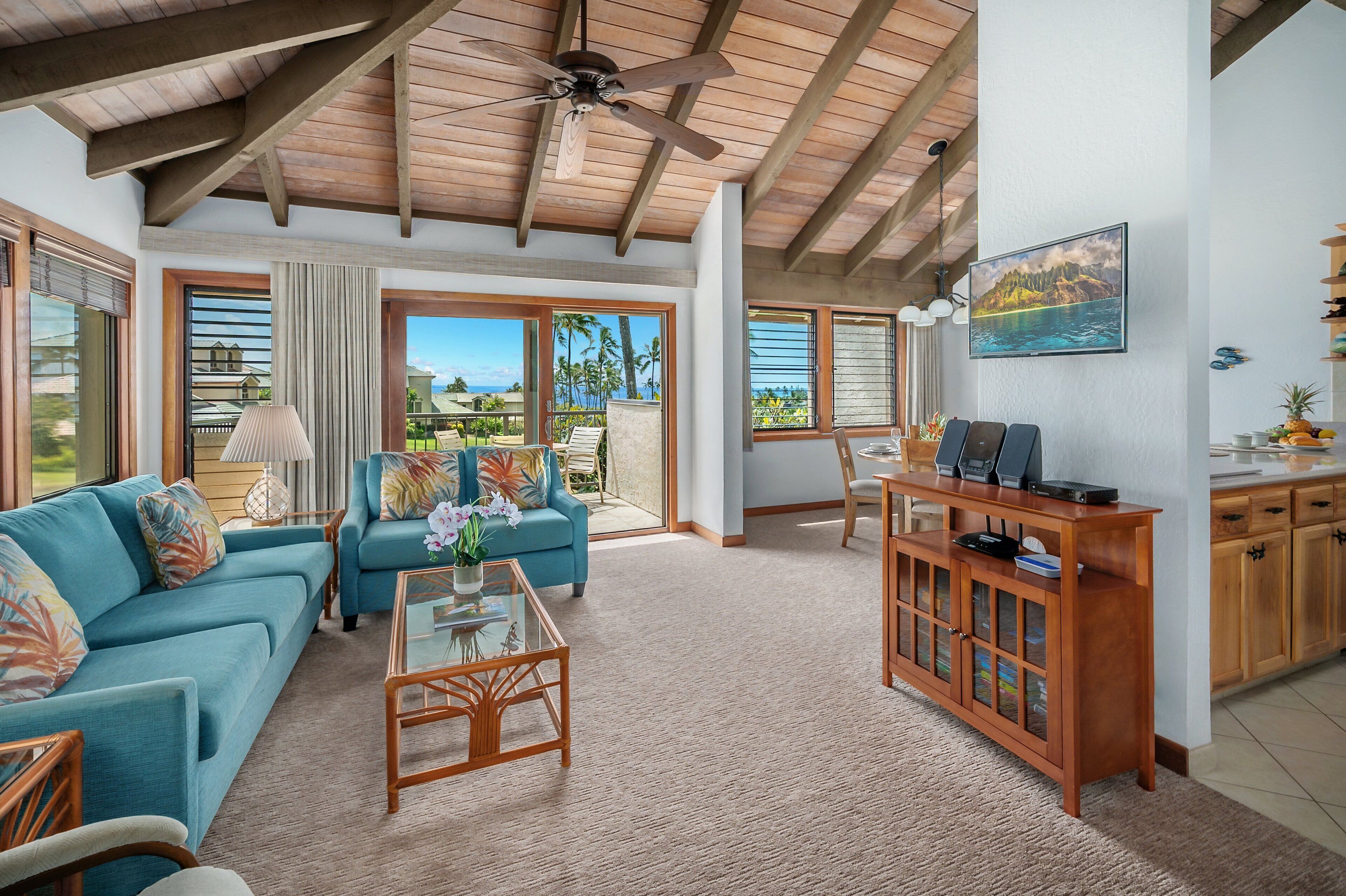 TV, DVD player, stereo