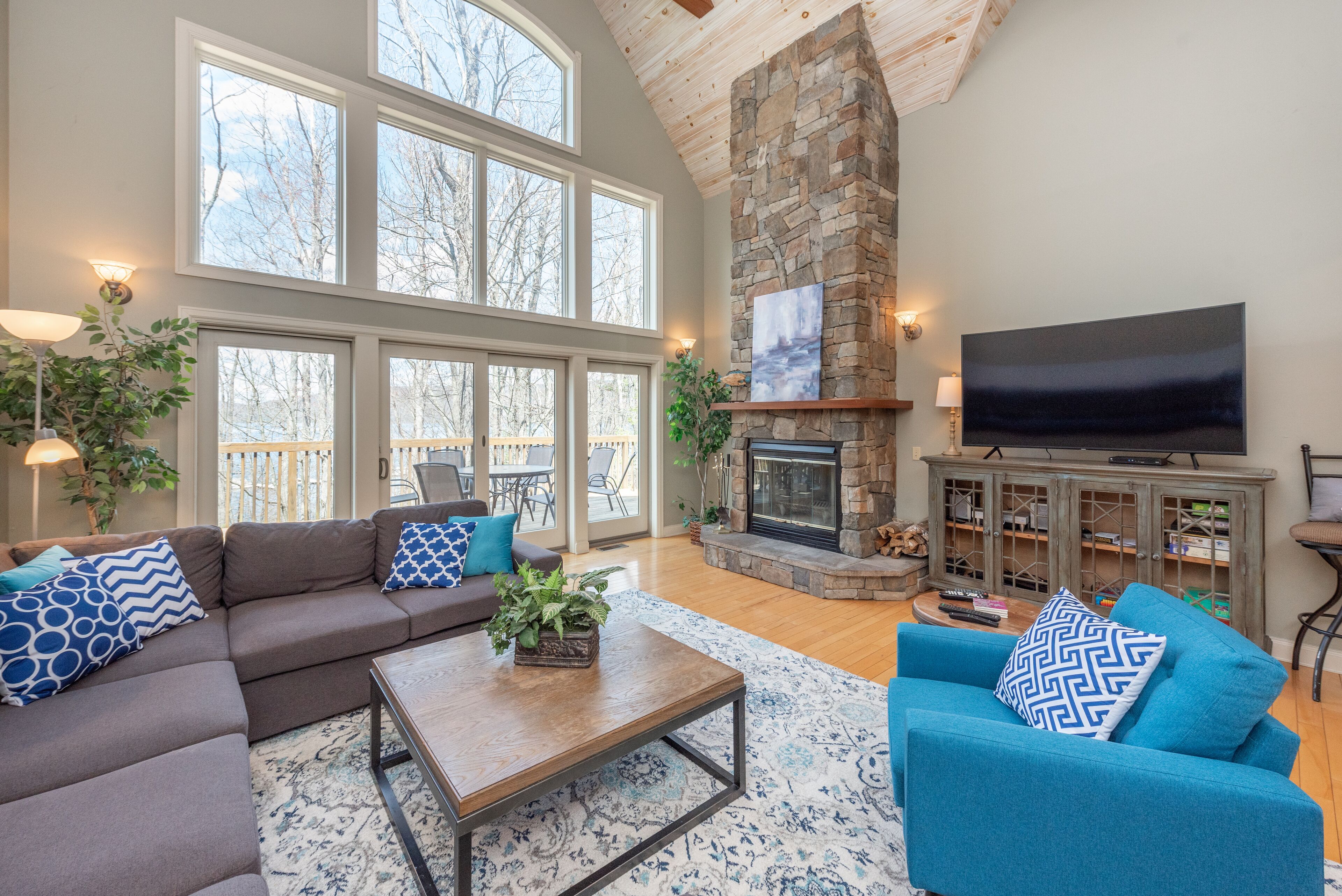 Fernseher, Kamin, DVD-Player, Computerbildschirme