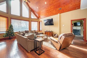 TV, fireplace, DVD player, table football