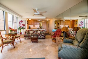 TV, DVD player, stereo