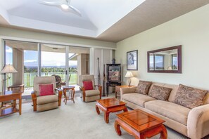 TV, DVD player, stereo