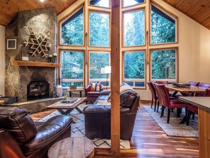 TV, fireplace, video games, offices