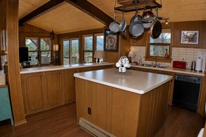 Fridge, microwave, oven, stovetop - Cabin at Vallecito Lake with Panoramic Lake and Mountain Views, Dog Friendly (Bayfield)