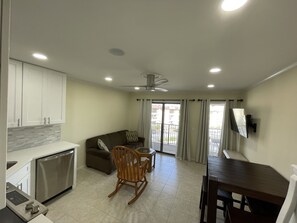 Smart TV, DVD player, books, stereo