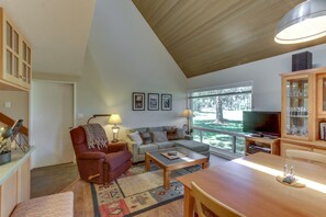 Flachbildfernseher, Kamin, DVD-Player, Bücher