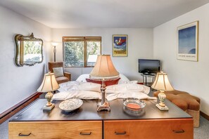 TV, fireplace, DVD player, video library