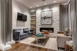 TV, fireplace, offices