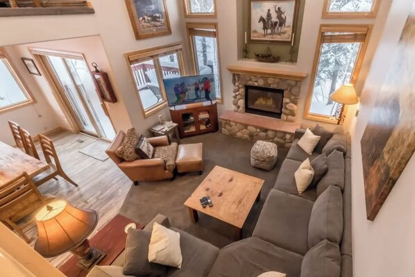 TV, fireplace, DVD player, table football