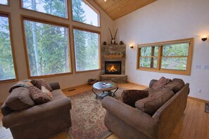 Televisión, chimenea, reproductor de DVD y tenis de mesa 