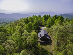 Exterior - Secluded Log Cabin on Wildlife Preserve | Mt. Mitchell Views, Game Loft & 3 Decks (Old Fort)
