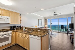 Fridge, microwave, oven, stovetop - Gulf-front 1BR condo at Panama City Beach, perfect for a relaxing getaway! (Panama City Beach)