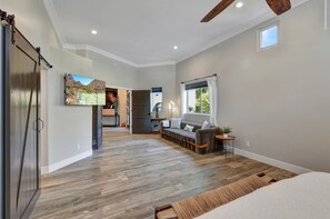Smart TV, fireplace, video library, stereo