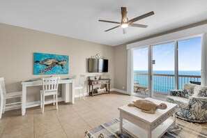 Flat-screen TV - AMAZING BEACH VIEWS FROM THE SPACIOUS GULF FRONT BALCONY!  BEACH CHAIR SERVICE INCLUDED! SUPER CLEAN! WALK TO PIER PARK! (Panama City Beach)