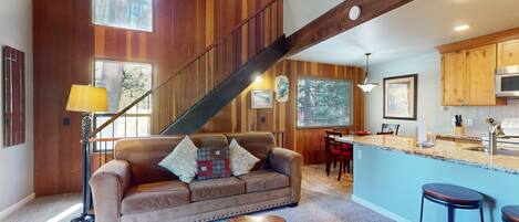 TV, fireplace, DVD player, books