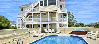 ONLY 500 feet to beach with views of ocean and sound!  Pool, HotTub, Pets