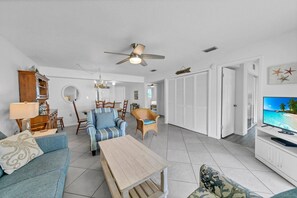 TV, DVD player, stereo