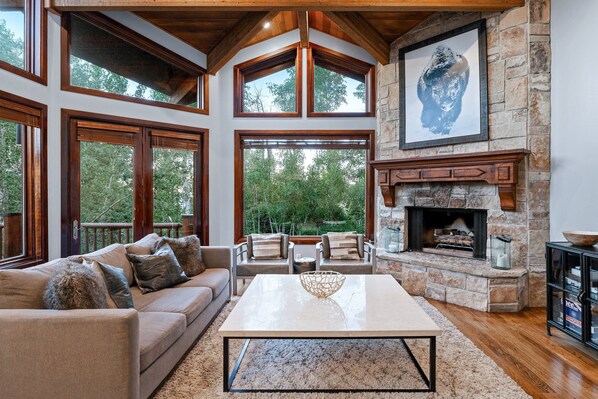 TV, fireplace, stereo