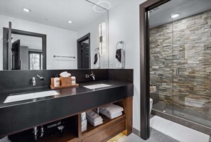 Ensemble douche/baignoire, sèche-cheveux, serviettes fournies
