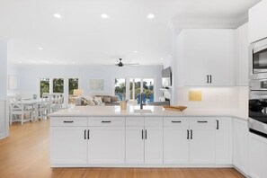 Fridge, microwave, oven, stovetop - Second row back from the beach, cornhole court, putting green, private pool! - 2307 Palm (Isle Of Palms)