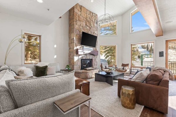 TV, fireplace, offices