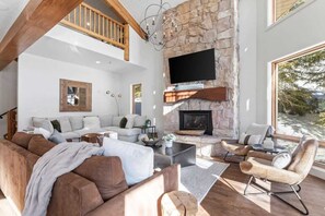 TV, fireplace, offices