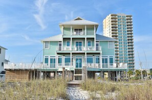 Exterior - Miltys Martini by GSVR | Luxurious Beachfront Retreat w/ NEW Porches & Pool + FREE Activities/Golf (Gulf Shores)