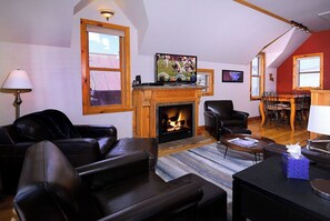 TV, fireplace, video games, offices