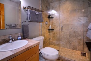 Bathtub, hair dryer, towels