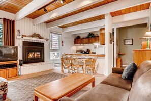 TV, fireplace - Experience the Ultimate Ski Retreat! Modest Condo Steps from Slopes SDT6 (Breckenridge)