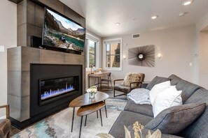 TV, fireplace, offices