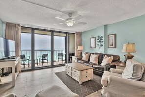 Flat-screen TV, DVD player