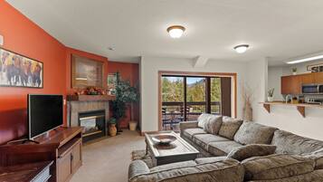 TV, lareira, DVD player