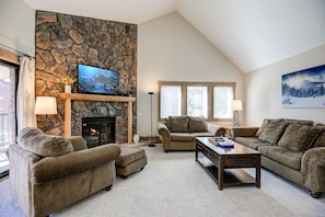 TV, fireplace