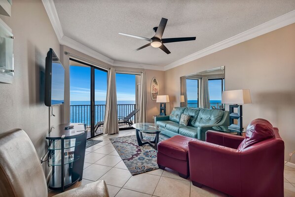 Flat-screen TV, DVD player