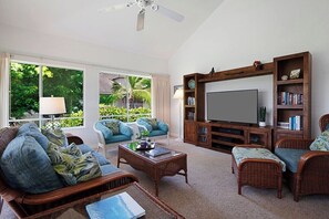 TV, DVD player, stereo