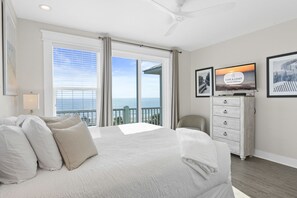 Wake up to stunning ocean views through your private balcony doors, where soft linens and peaceful coastal decor create the perfect seaside retreat. - Pelican Palms: 4 BR IP Beachfront Home- Sleeps 14, Pet Friendly, Priv. Pool! (Port St. Joe)