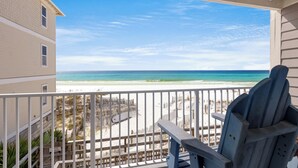 A balcony with a view of a beach and ocean. - Gulf Front - Beach Chairs - Seagrove Beach! (Santa Rosa Beach)