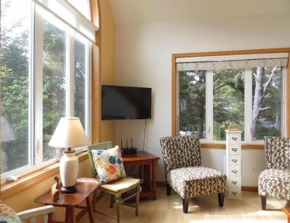 Televisión, reproductor de DVD y libros 