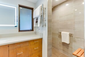 Free toiletries, hair dryer, towels