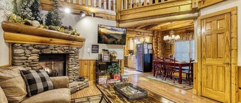 TV, fireplace, DVD player