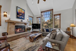 TV, fireplace, offices