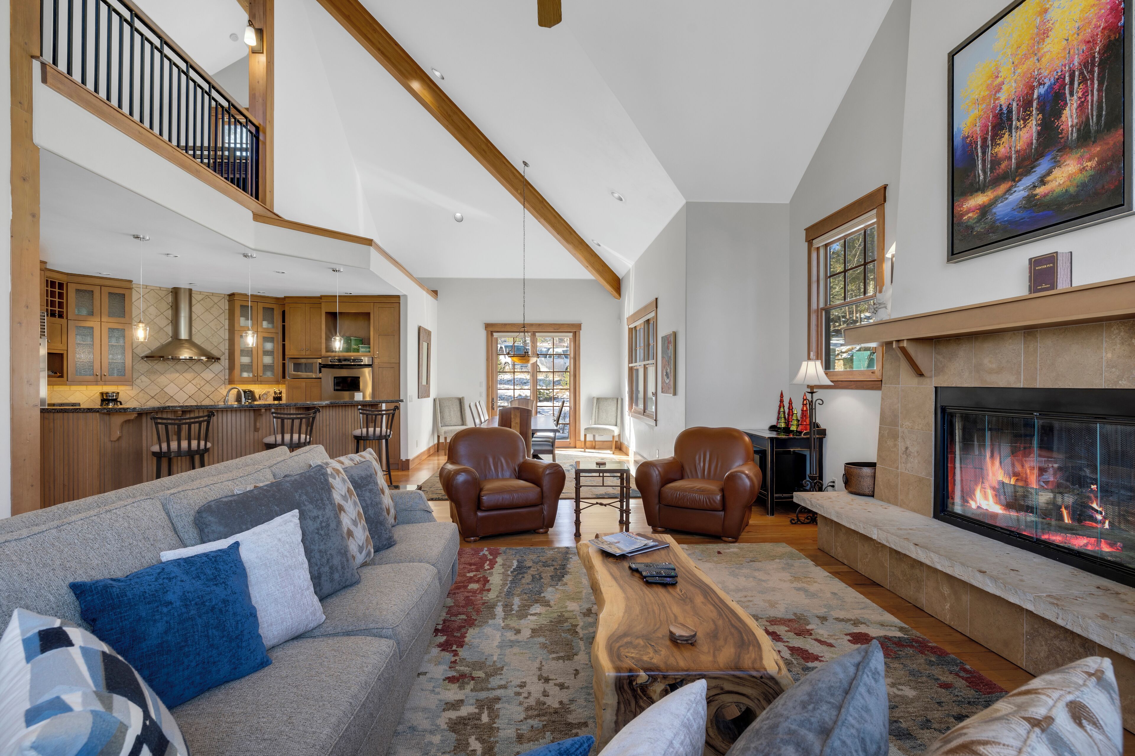 TV, fireplace, offices