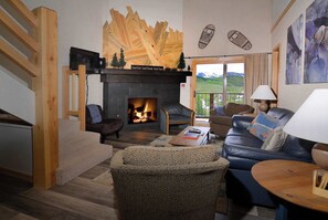 TV, fireplace, offices