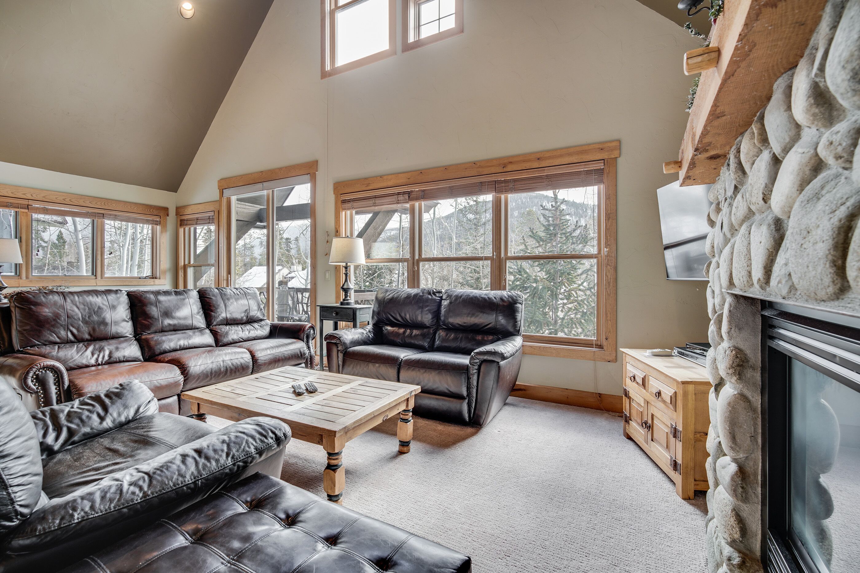 Televisión y chimenea 