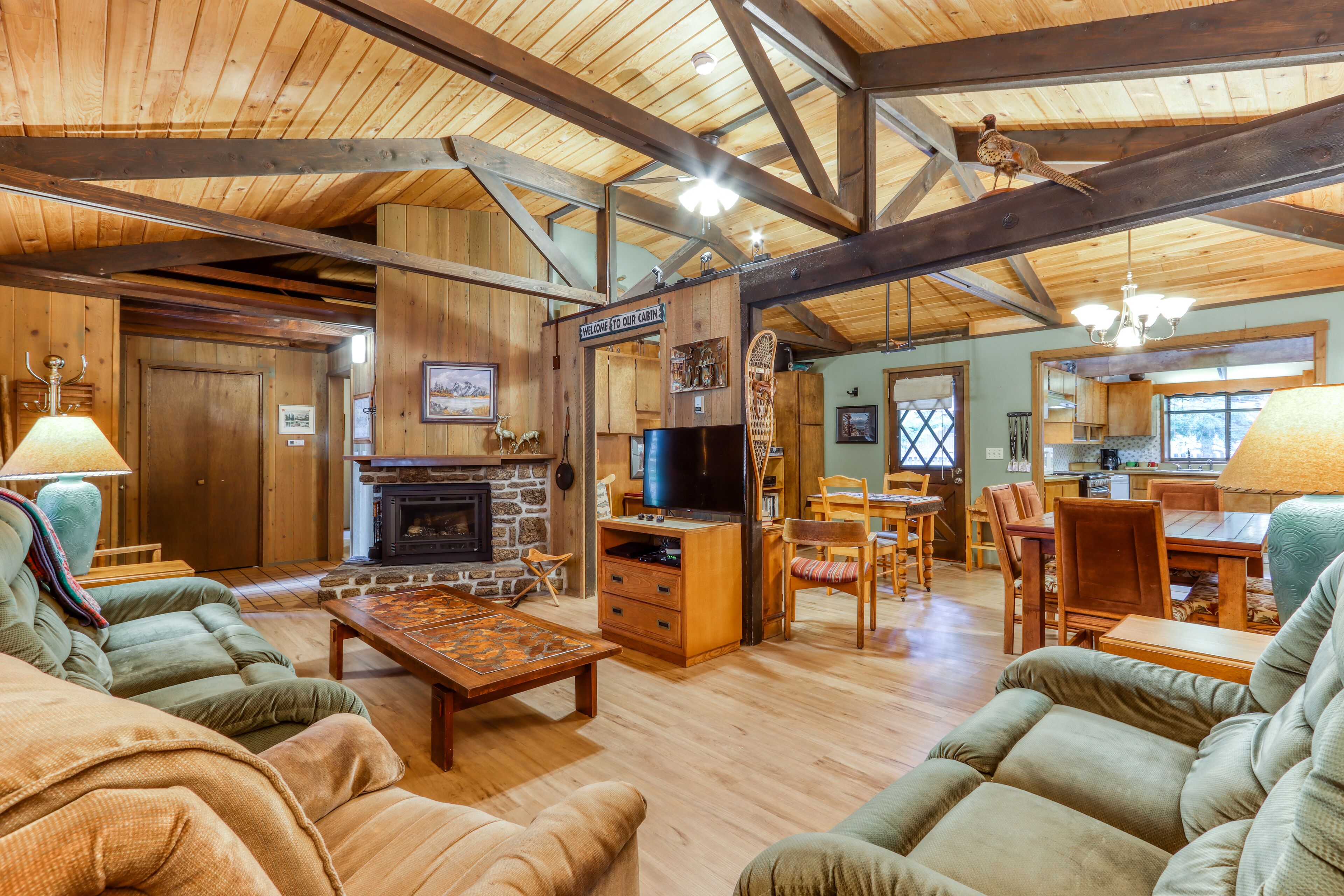 TV, fireplace, DVD player, books