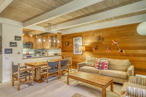 TV, fireplace, DVD player, books