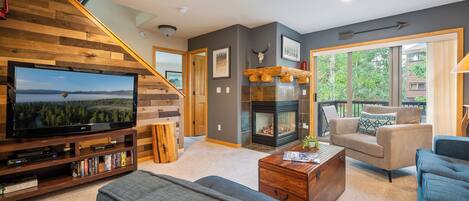 Smart TV, fireplace, DVD player