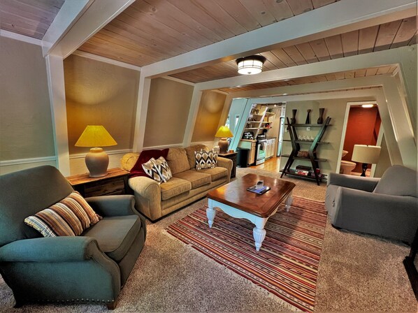 TV, fireplace, video games, DVD player