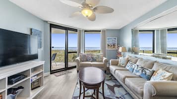 Flat-screen TV, video games, DVD player