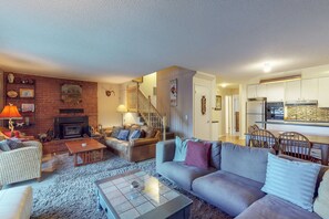 TV, fireplace, video games, DVD player